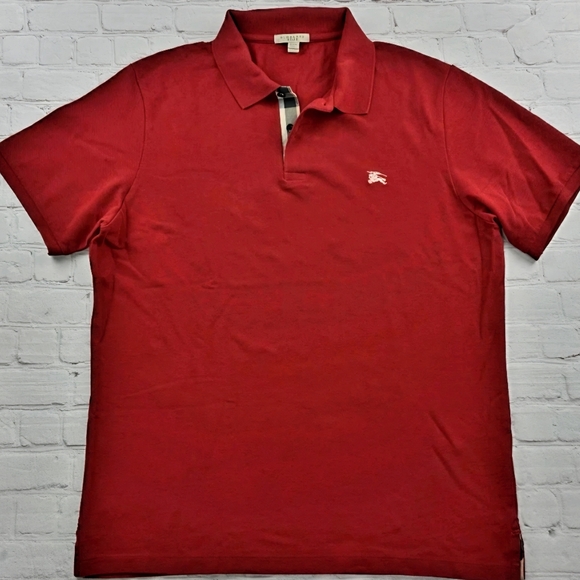 Burberry Nova Check Men's Red Polo Shirt - Picture 1 of 5
